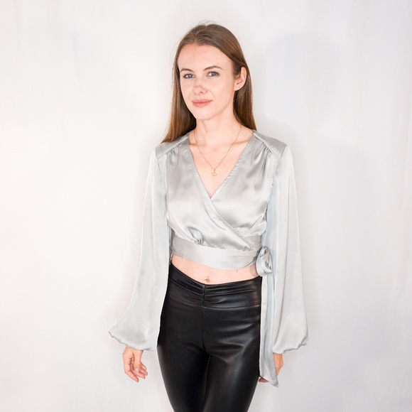 TJD Hotel California Top Slate Cropped Wrap NWT - Picture 7 of 8